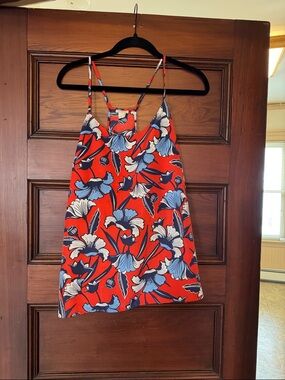 J. Crew Red Floral Strappy Summer Top